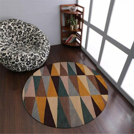 GLITZY RUGS 10 x 10 ft. Hand Tufted Geometric Wool Round Area Rug, Multi Color UBSK00547T0000B13